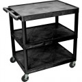 Luxor HE40-B 3-Shelf Utility Cart, Black, 24