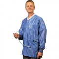 Tech Wear X2-HOJ-23C-L ESD-Safe Jacket with Cuffs, Blue, Large 