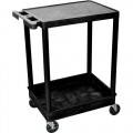 Luxor STC21-B Utility Cart with Flat Top and Bottom Tub Shelf, Black, 18