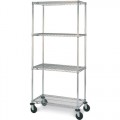 Metro N556BBR Mobile Four Shelf Wire Cart with Brite Finish, 24