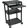 Luxor LP42LE-B Shelf Cart with Pull-Out Tray and 3 Outlet Electric Assembly, 18