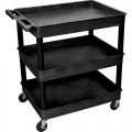 Luxor TC111 3-Shelf Utility Cart, Black, 24